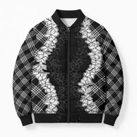 Hawaii Aloha Plumeria Lei Black Palaka Bomber Puffer Jacket LT7 Unisex Black - Polynesian Pride
