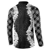 Hawaii Aloha Plumeria Lei Black Palaka Button Sweatshirt LT7 - Polynesian Pride