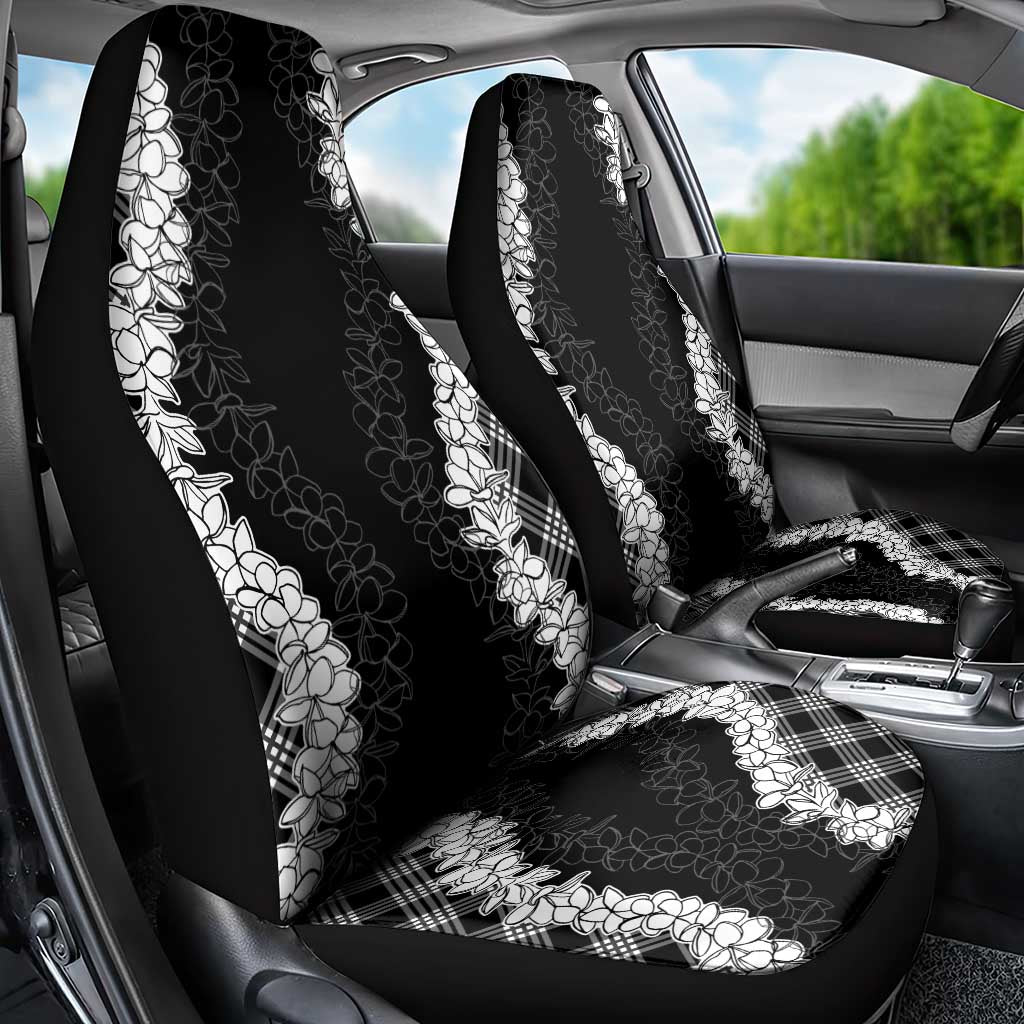 Hawaii Aloha Plumeria Lei Black Palaka Car Seat Cover - Polynesian Pride