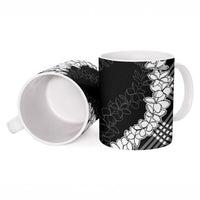 Hawaii Aloha Plumeria Lei Black Palaka Ceramic Mug - Polynesian Pride