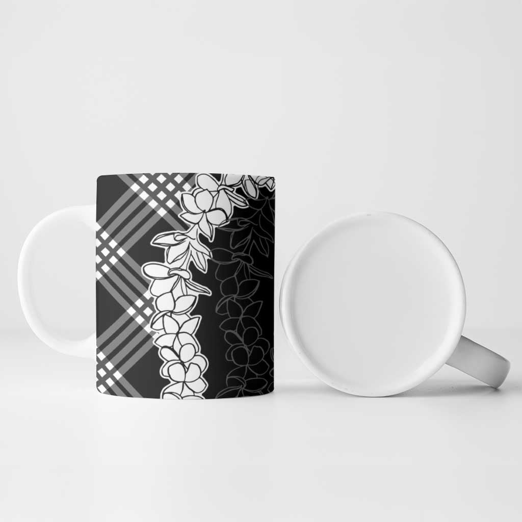 Hawaii Aloha Plumeria Lei Black Palaka Ceramic Mug - Polynesian Pride