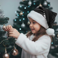 Hawaii Aloha Plumeria Lei Black Palaka Christmas Santa Hat - Polynesian Pride