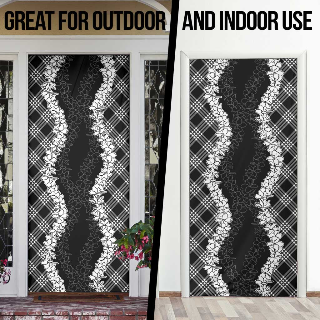 Hawaii Aloha Plumeria Lei Black Palaka Door Cover - Polynesian Pride