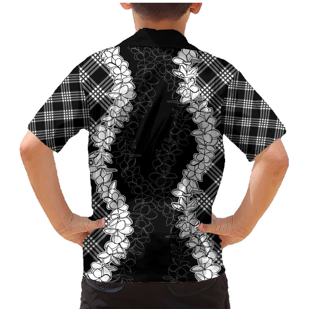 Hawaii Aloha Plumeria Lei Black Palaka Family Matching Mermaid Dress and Hawaiian Shirt - Polynesian Pride