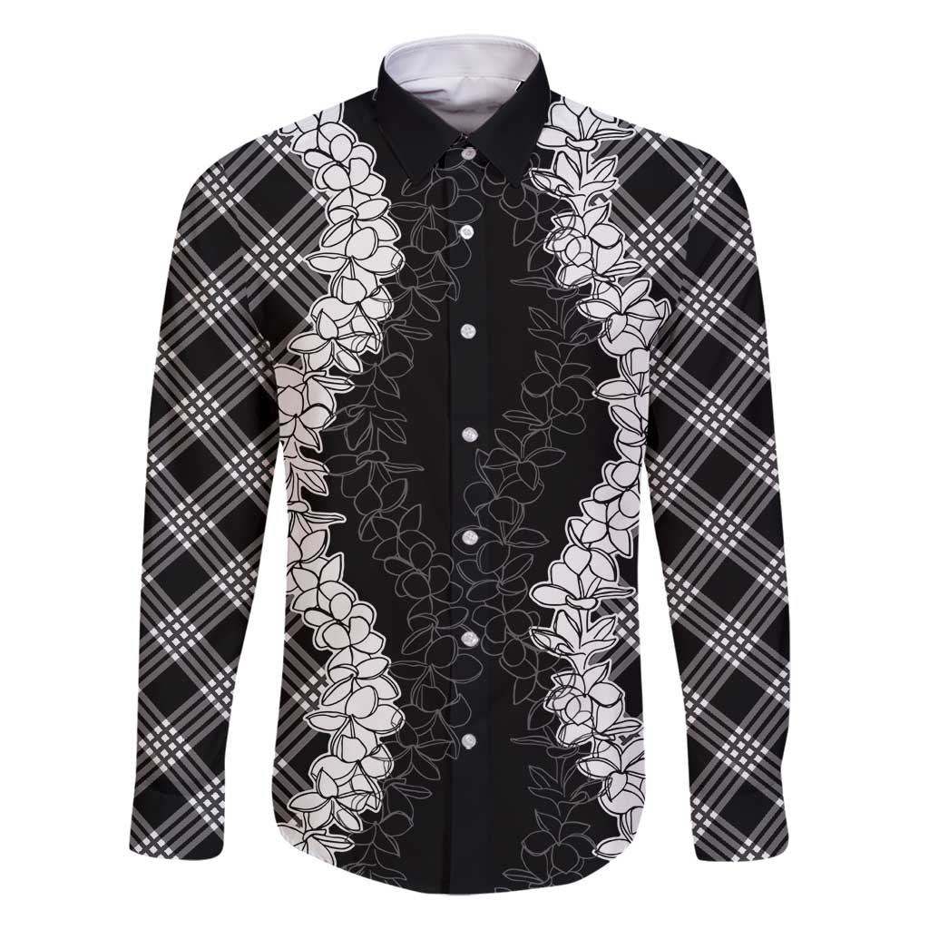 Hawaii Aloha Plumeria Lei Black Palaka Family Matching Mermaid Dress and Hawaiian Shirt - Polynesian Pride