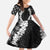 Hawaii Aloha Plumeria Lei Black Palaka Family Matching Off The Shoulder Long Sleeve Dress and Hawaiian Shirt - Polynesian Pride
