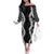 Hawaii Aloha Plumeria Lei Black Palaka Family Matching Off The Shoulder Long Sleeve Dress and Hawaiian Shirt - Polynesian Pride