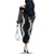 Hawaii Aloha Plumeria Lei Black Palaka Family Matching Off The Shoulder Long Sleeve Dress and Hawaiian Shirt - Polynesian Pride