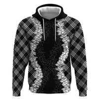 Hawaii Aloha Plumeria Lei Black Palaka Hoodie - Polynesian Pride