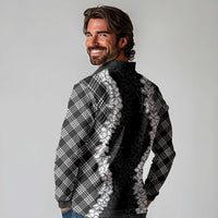 Hawaii Aloha Plumeria Lei Black Palaka Long Sleeve Polo Shirt - Polynesian Pride