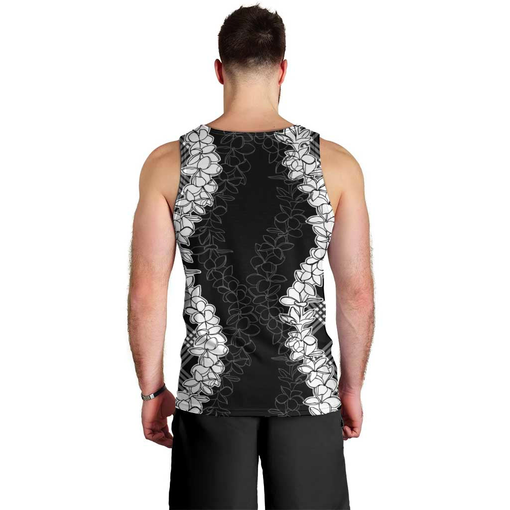 Hawaii Aloha Plumeria Lei Black Palaka Men Tank Top LT7 - Polynesian Pride