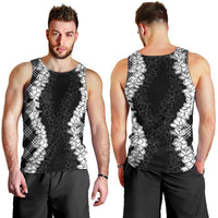 Hawaii Aloha Plumeria Lei Black Palaka Men Tank Top LT7 - Polynesian Pride