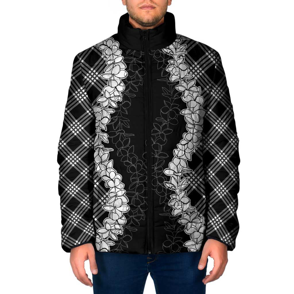 Hawaii Aloha Plumeria Lei Black Palaka Padded Jacket LT7 Men Black - Polynesian Pride