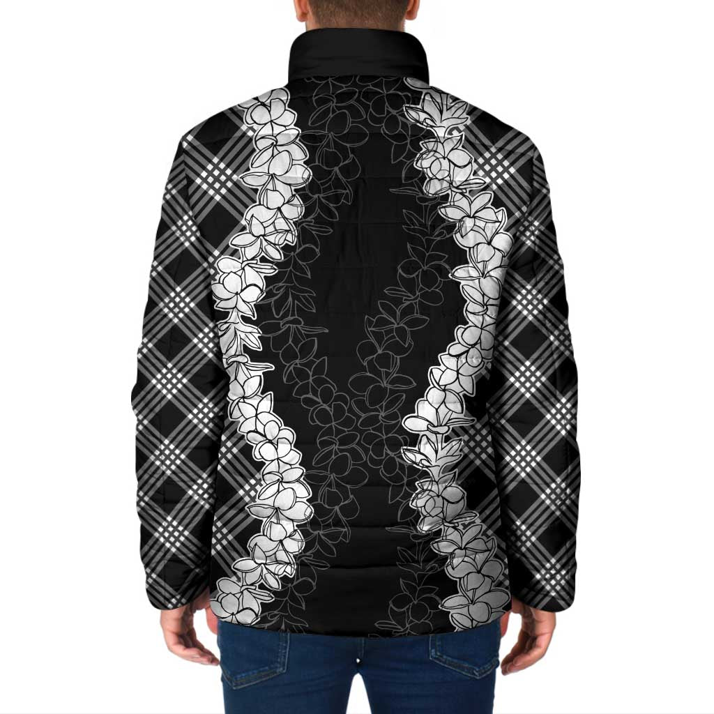 Hawaii Aloha Plumeria Lei Black Palaka Padded Jacket LT7 - Polynesian Pride