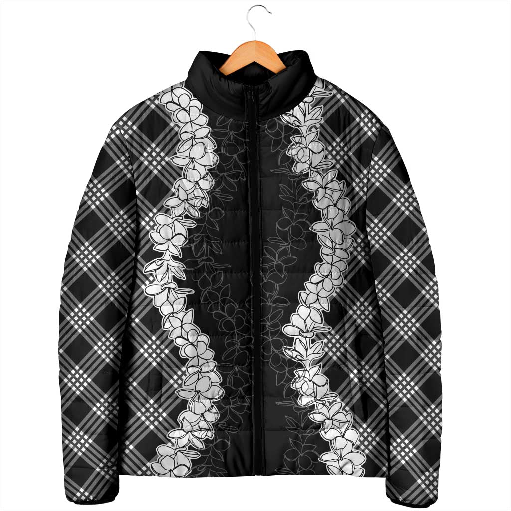 Hawaii Aloha Plumeria Lei Black Palaka Padded Jacket LT7 - Polynesian Pride