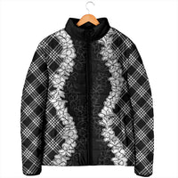 Hawaii Aloha Plumeria Lei Black Palaka Padded Jacket LT7 - Polynesian Pride