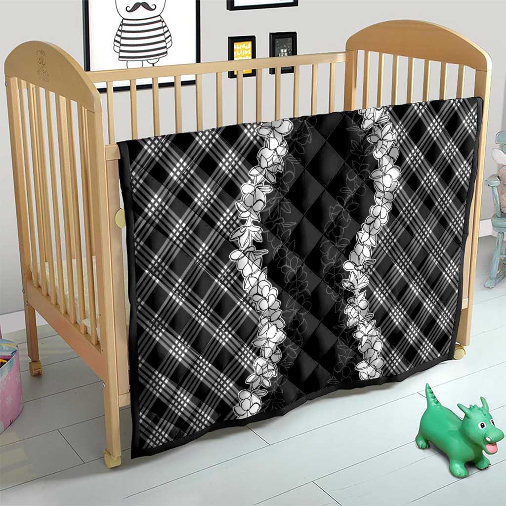 Hawaii Aloha Plumeria Lei Black Palaka Quilt - Polynesian Pride