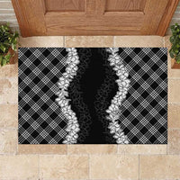 Hawaii Aloha Plumeria Lei Black Palaka Rubber Doormat LT7 Black - Polynesian Pride