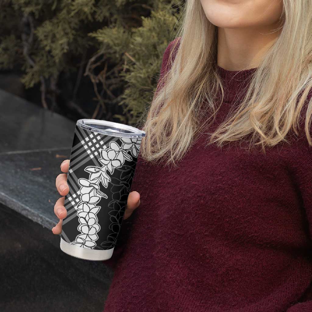 Hawaii Aloha Plumeria Lei Black Palaka Tumbler Cup - Polynesian Pride