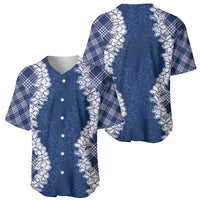 Hawaii Aloha Plumeria Lei Navy Palaka Baseball Jersey - Polynesian Pride