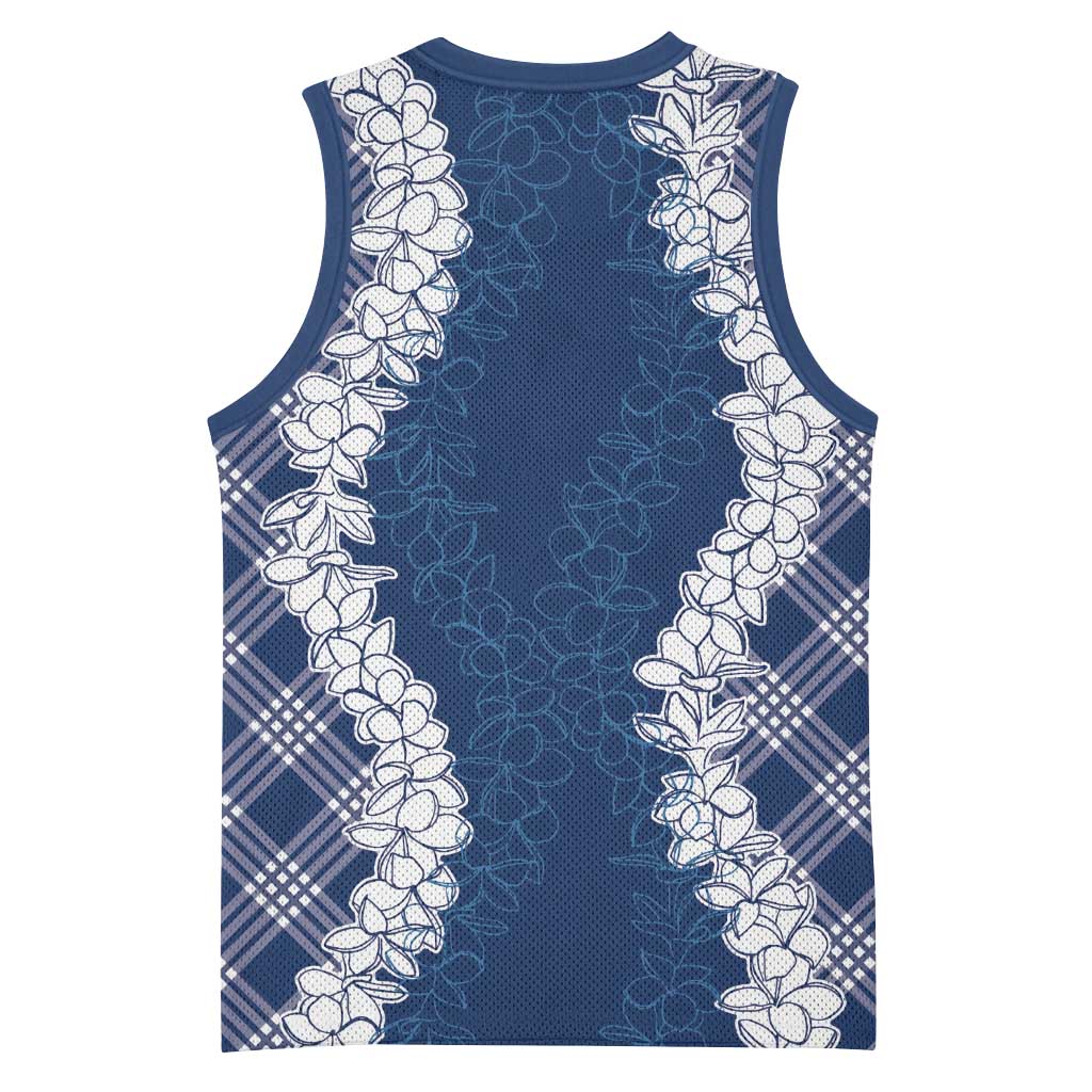 Hawaii Aloha Plumeria Lei Navy Palaka Basketball Jersey LT7 - Polynesian Pride