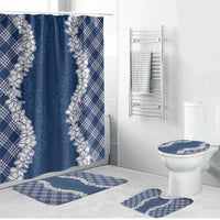 Hawaii Aloha Plumeria Lei Navy Palaka Bathroom Set - Polynesian Pride