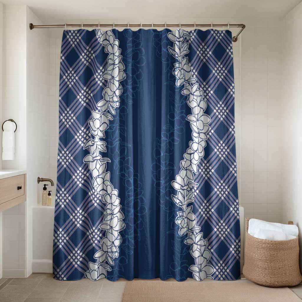 Hawaii Aloha Plumeria Lei Navy Palaka Bathroom Set - Polynesian Pride