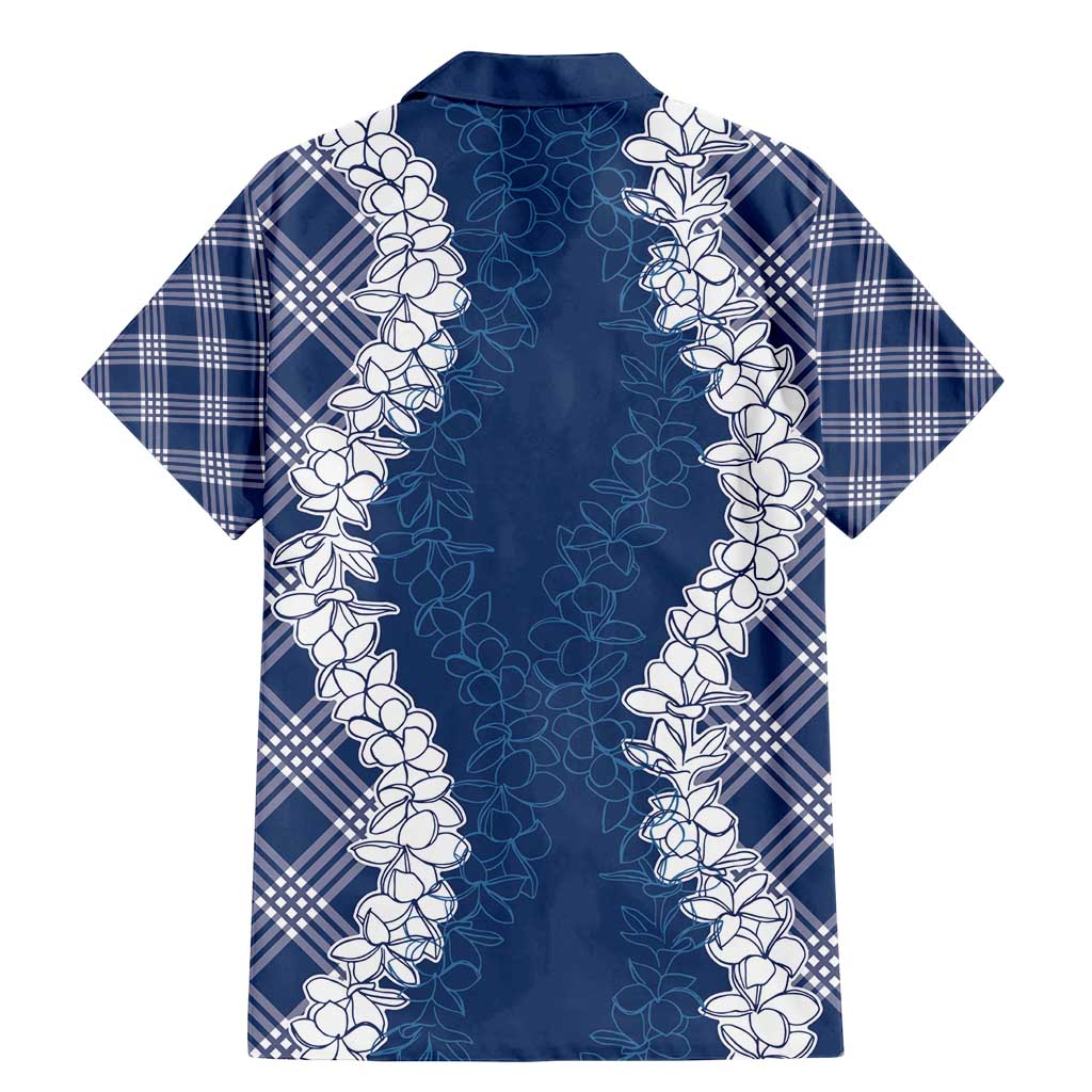 Hawaii Aloha Plumeria Lei Navy Palaka Family Matching Mermaid Dress and Hawaiian Shirt - Polynesian Pride
