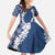 Hawaii Aloha Plumeria Lei Navy Palaka Family Matching Off The Shoulder Long Sleeve Dress and Hawaiian Shirt - Polynesian Pride