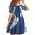 Hawaii Aloha Plumeria Lei Navy Palaka Family Matching Off The Shoulder Long Sleeve Dress and Hawaiian Shirt - Polynesian Pride