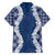 Hawaii Aloha Plumeria Lei Navy Palaka Family Matching Off The Shoulder Long Sleeve Dress and Hawaiian Shirt - Polynesian Pride