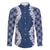 Hawaii Aloha Plumeria Lei Navy Palaka Family Matching Off The Shoulder Long Sleeve Dress and Hawaiian Shirt - Polynesian Pride