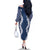 Hawaii Aloha Plumeria Lei Navy Palaka Family Matching Off The Shoulder Long Sleeve Dress and Hawaiian Shirt - Polynesian Pride