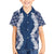 Hawaii Aloha Plumeria Lei Navy Palaka Family Matching Off The Shoulder Long Sleeve Dress and Hawaiian Shirt - Polynesian Pride