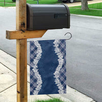 Hawaii Aloha Plumeria Lei Navy Palaka Garden Flag - Polynesian Pride