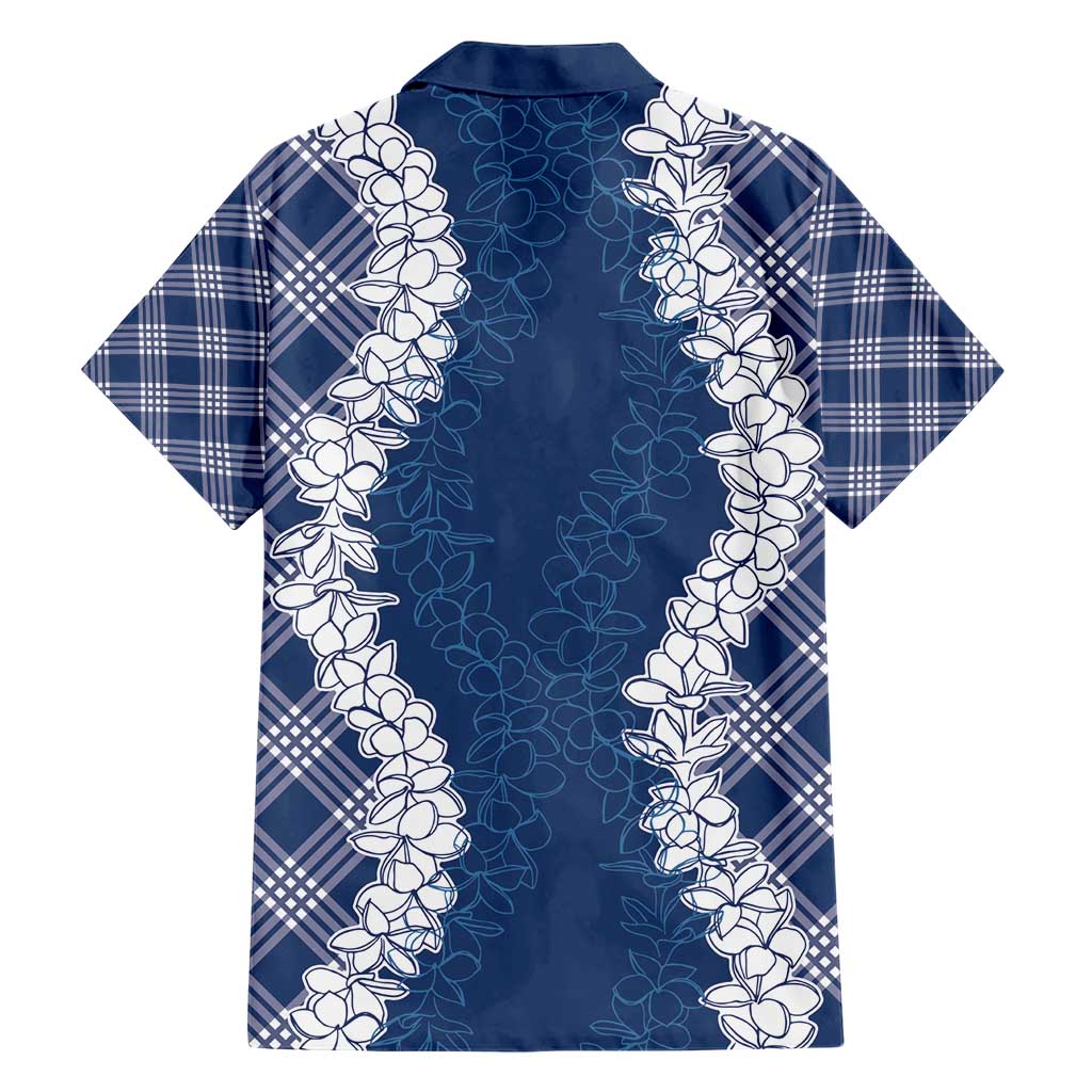 Hawaii Aloha Plumeria Lei Navy Palaka Hawaiian Shirt - Polynesian Pride