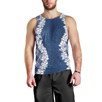 Hawaii Aloha Plumeria Lei Navy Palaka Men Tank Top LT7 - Polynesian Pride