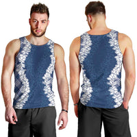 Hawaii Aloha Plumeria Lei Navy Palaka Men Tank Top LT7 - Polynesian Pride
