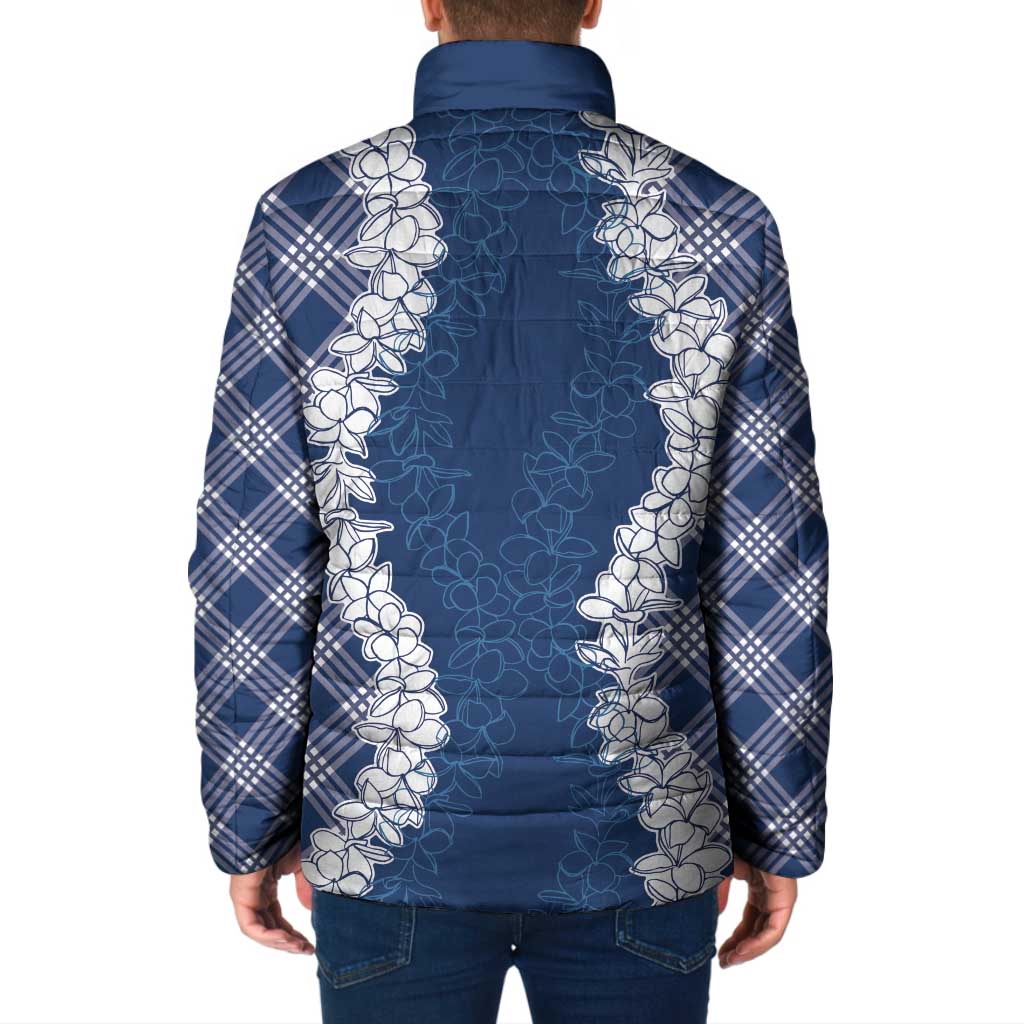 Hawaii Aloha Plumeria Lei Navy Palaka Padded Jacket LT7 - Polynesian Pride