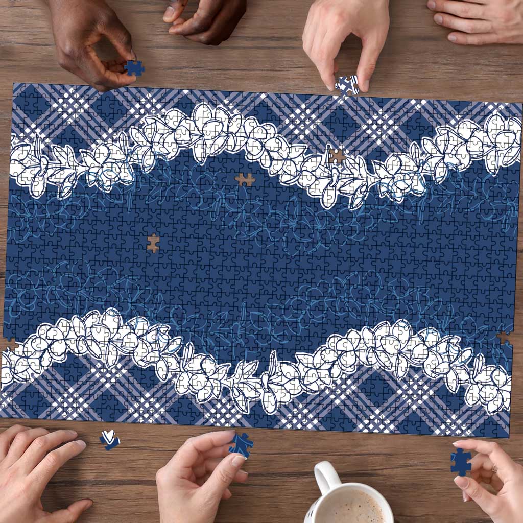 Hawaii Aloha Plumeria Lei Navy Palaka Puzzle LT7 - Polynesian Pride