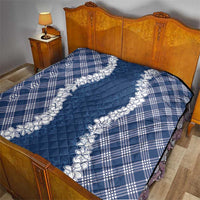 Hawaii Aloha Plumeria Lei Navy Palaka Quilt - Polynesian Pride