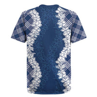 Hawaii Aloha Plumeria Lei Navy Palaka Rugby Jersey - Polynesian Pride