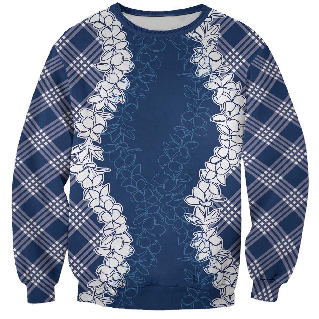 Hawaii Aloha Plumeria Lei Navy Palaka Sweatshirt LT7 Unisex Navy Blue - Polynesian Pride