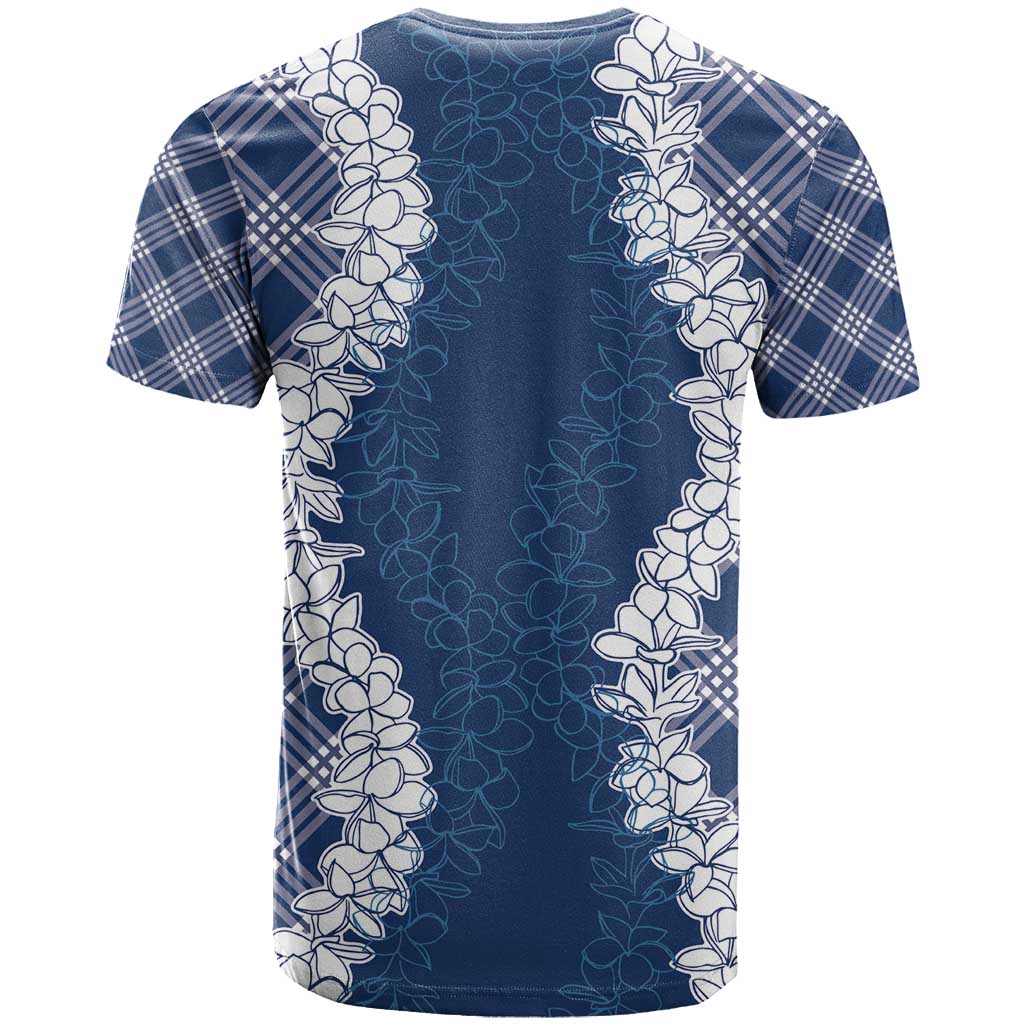 Hawaii Aloha Plumeria Lei Navy Palaka T Shirt - Polynesian Pride