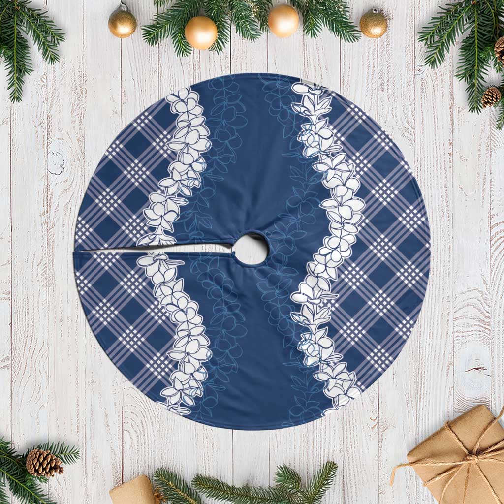 Hawaii Aloha Plumeria Lei Navy Palaka Tree Skirt LT7 Casual Navy Blue - Polynesian Pride