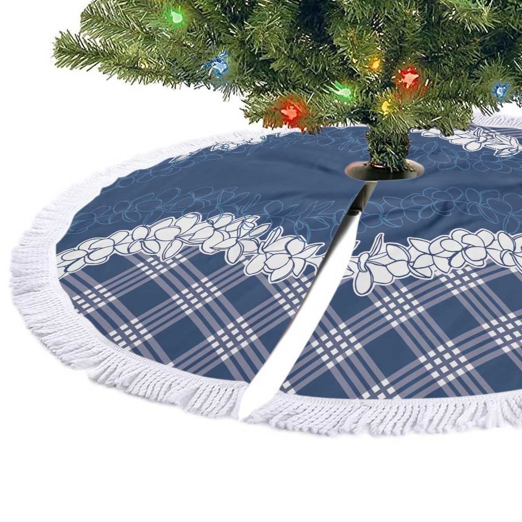 Hawaii Aloha Plumeria Lei Navy Palaka Tree Skirt LT7 - Polynesian Pride