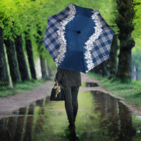 Hawaii Aloha Plumeria Lei Navy Palaka Umbrella - Polynesian Pride