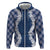 Hawaii Aloha Plumeria Lei Navy Palaka Zip Hoodie - Polynesian Pride