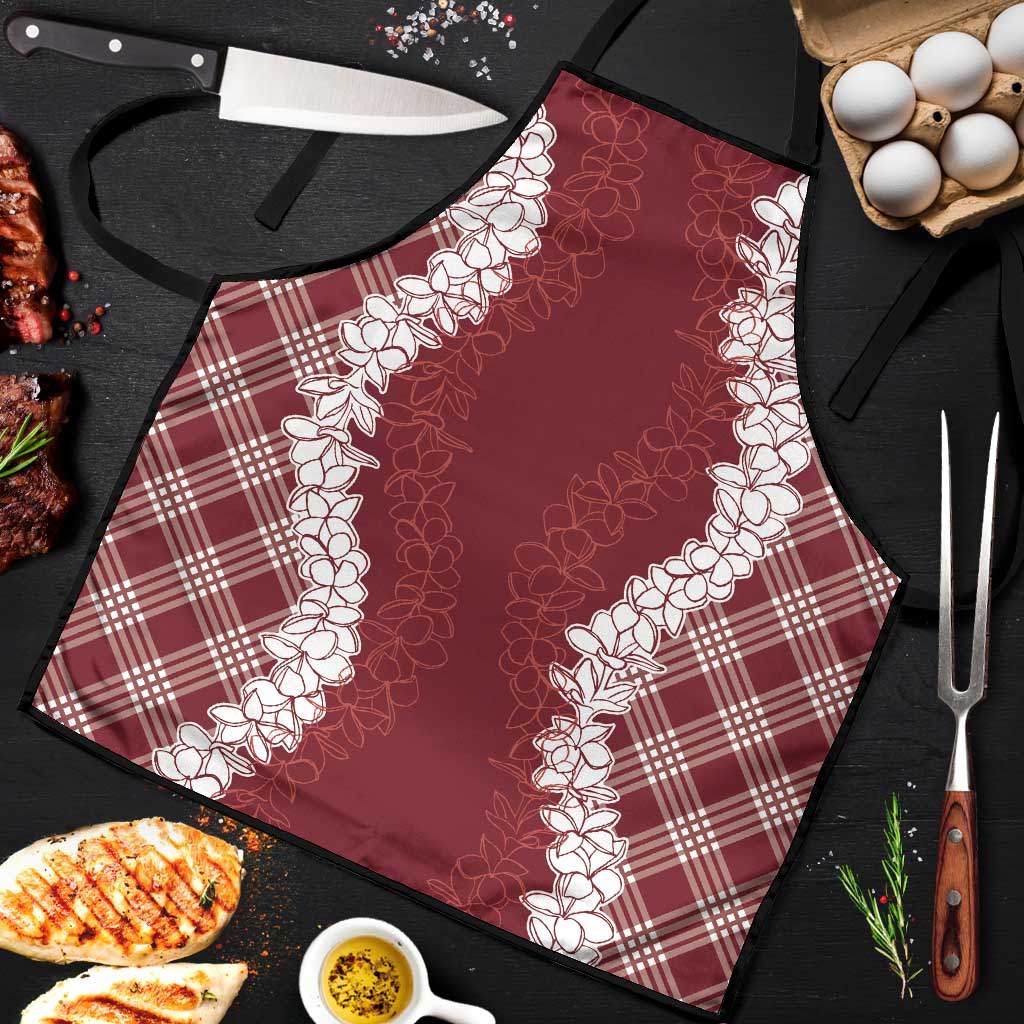 Hawaii Aloha Plumeria Lei Scarlet Palaka Apron - Polynesian Pride