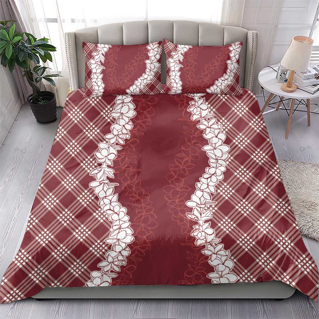 Hawaii Aloha Plumeria Lei Scarlet Palaka Bedding Set - Polynesian Pride